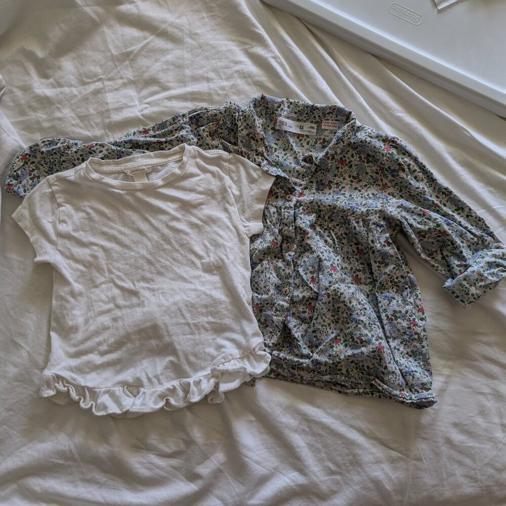 Sweet girly bundle - Ruffle T in cream and Ditsy Floral Swing Blouse